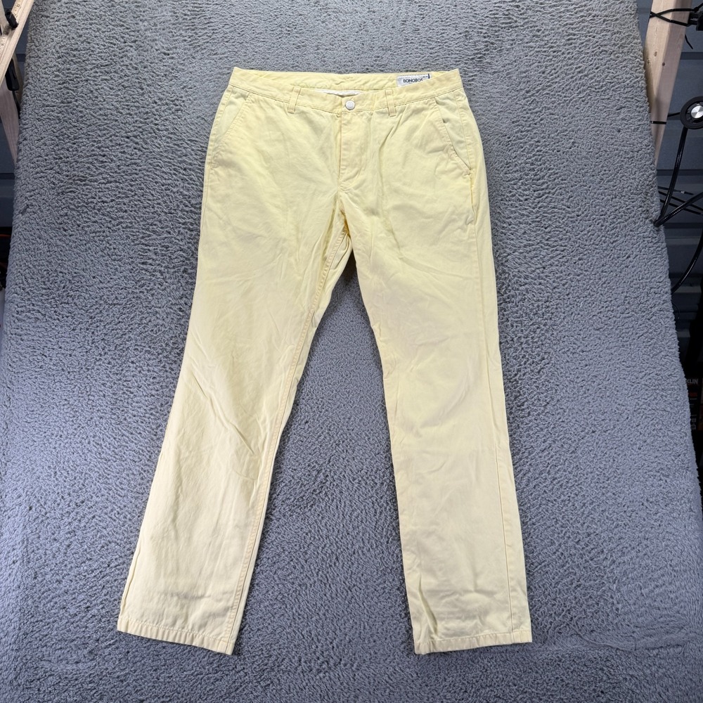 Bonobos Pant Mens 36x32 Yellow Cotton Chino Straight Slim Business Preppy Career